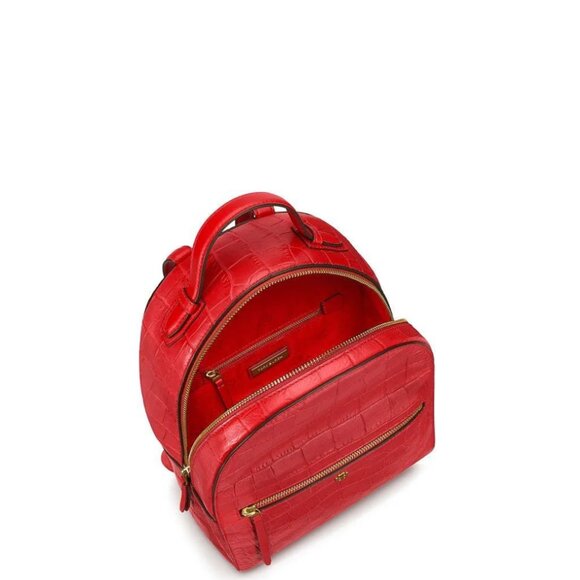 Tory Burch Red Croc Embossed Leather Backpack - Picture 4 of 8